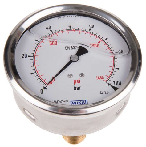 7656072 WIKA WIKA Analogue Pressure Gauge 100bar Back Entry 7656072