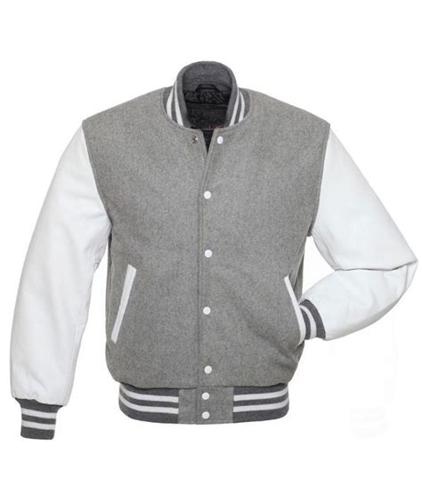 Grey Varsity Wool Jacket Mens Letterman Leather And Wool Jacket