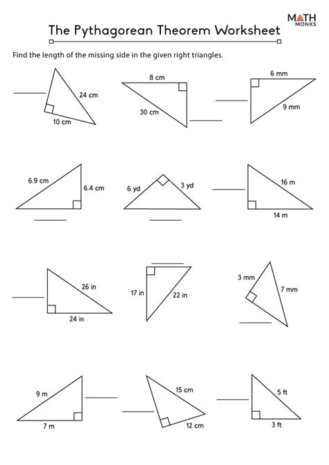 Pythagorean Theorem Worksheets Math Monks