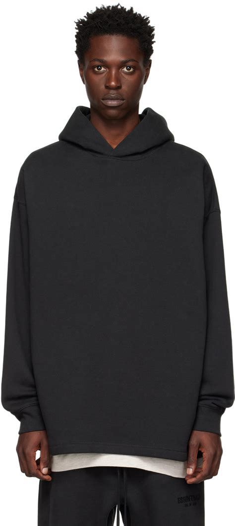 Fear Of God Essentials Black Relaxed Hoodie Fear Of God Essentials