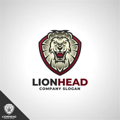 T Te De Lion Logo Bouclier Lion Vecteur Premium