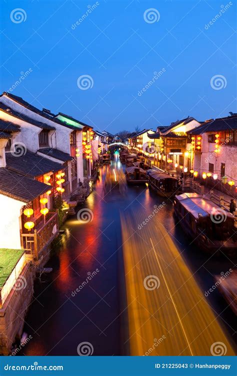 Ancient Chinese Town at Night Stock Image - Image of evening, landmark ...