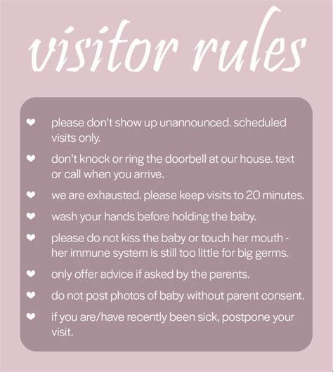 Newborn Baby Visitor Rules Guidelines