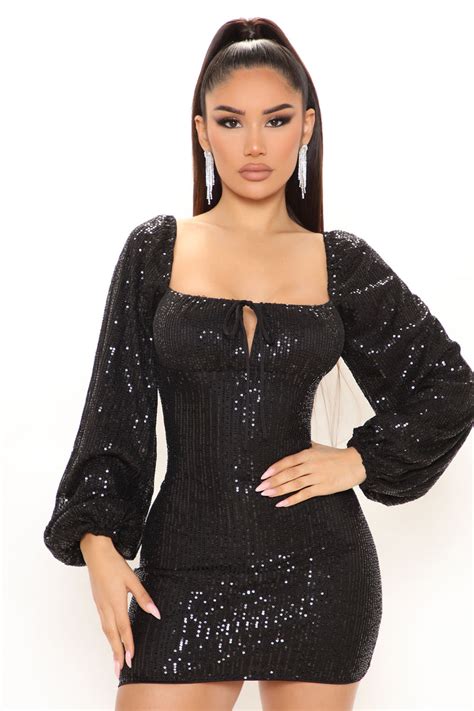 Cocktail Party Sequin Mini Dress Black Fashion Nova Dresses Fashion Nova