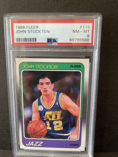 1988 Fleer 115 JOHN STOCKTON PSA 8 NM MT Rookie Utah Jazz HOF EBay