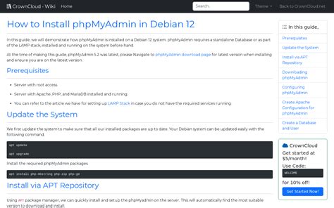 Crowncloud Wiki How To Install Phpmyadmin In Debian