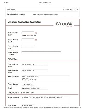 Fillable Online Voluntary Annexation Application GENERAL PROPERTY