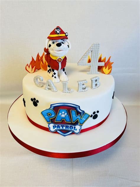 Paw Patrol Theme 4th Birthday Cake With Handmade Model Of Marshall 4th