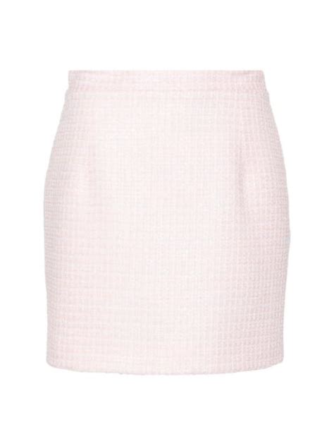 Alessandra Rich Sequin Embellished Tweed Mini Skirt Reversible