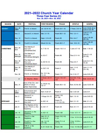 33+ SAMPLE Church Calendar in PDF | MS Word