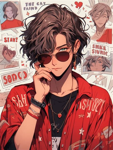 An Anime Character With Sunglasses And Red Shirt