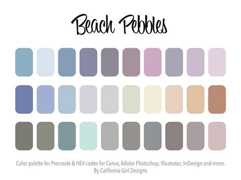 Beach Pebbles Color Palette for Procreate and HEX Codes for Canva and ...