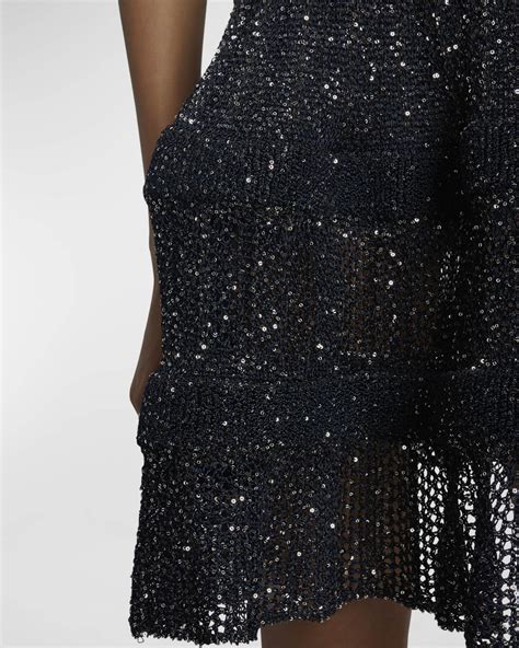 Alaia Crino Open Knit Mini Dress With Sequin Detail Neiman Marcus