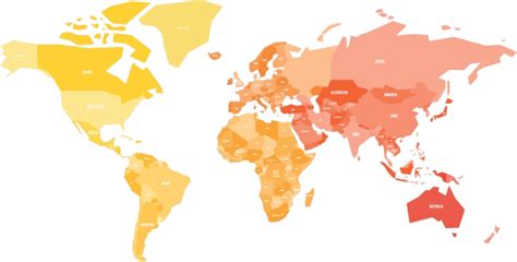 Vector Map Of The World Showing Countries And Capitals In Greya Political Reference Vector