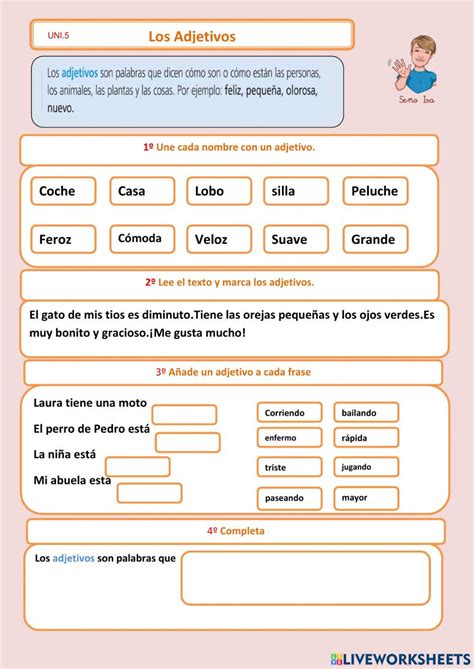 Lengua Adjetivos Worksheet Artofit