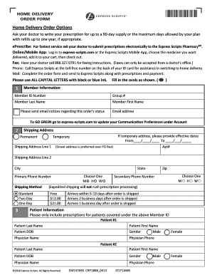 Fillable Online Express Scripts Home Delivery Order Form Express