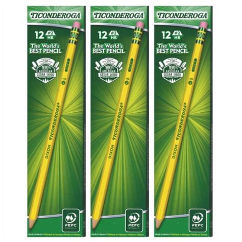 Ticonderoga No 2 Pencils Pre Sharpened 12 Per Pack 3 Packs 36