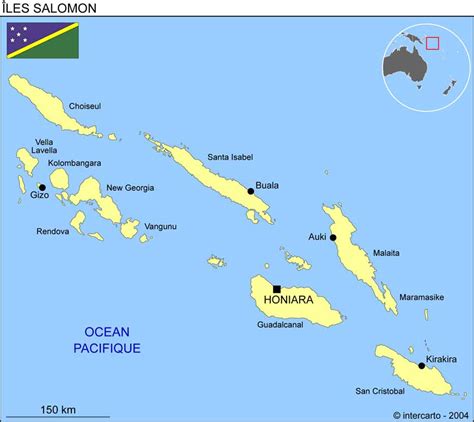 Carte géographique et touristique des Iles Salomon Honiara Géographie