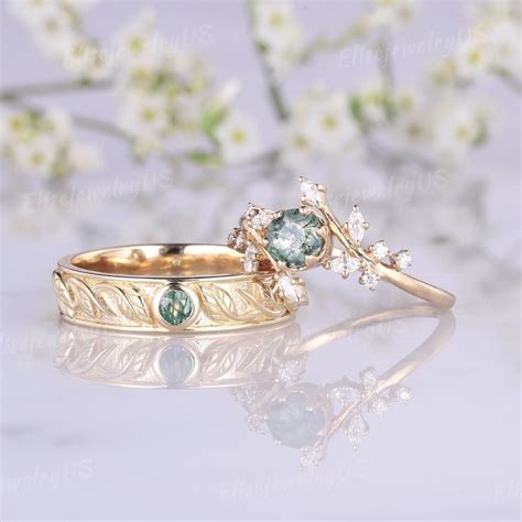 Piezas De Anillos Florales Para Parejas Conjunto Nico De Anillos De