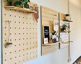 Modern Wood Pegboard Shelf Large Rectangle 36 X 48 Minimalist