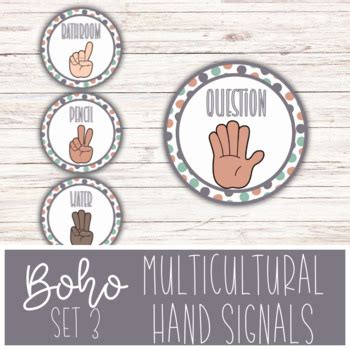 Multicultural Hand Signal Posters For Classroom Management BOHO Set 3