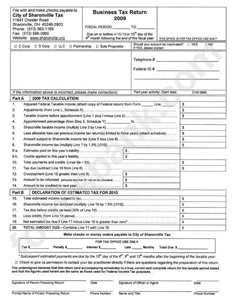 Business Tax Return Form 2009 Printable Pdf Download