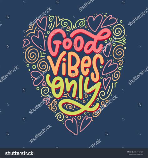 Lettering Composition Good Vibes Only Handwritten Vetor Stock Livre