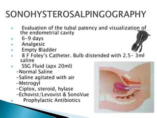 SONOSALPINGOGRAPHY STEPS BY LATE DR SAKSHI PPT