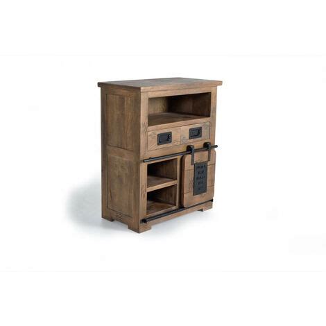 Buffet 2 Tiroirs Bois Fer Marron 75x40x90cm Bois Fer Décoration d