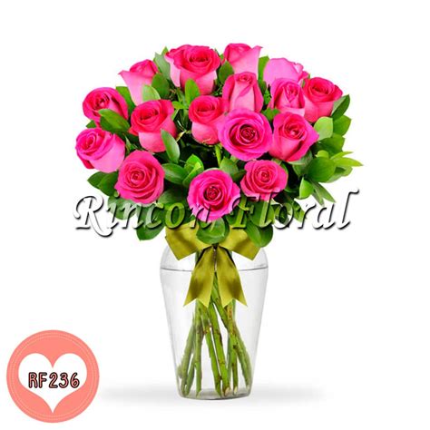 24 Rosas Rosa Fiusha en Jarron CODIGO RF236 Rincón Floral