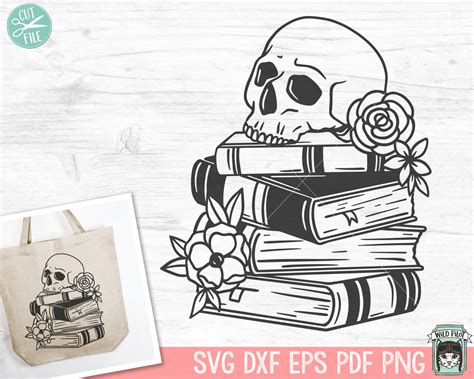 Book Svg Skull Svg Halloween Svg Mystical Svg Reading Svg Floral