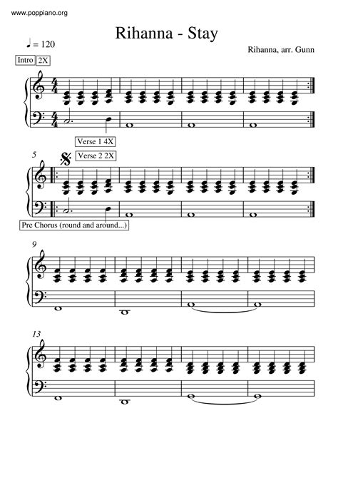 Rihanna-Stay Sheet Music pdf, - Free Score Download ★