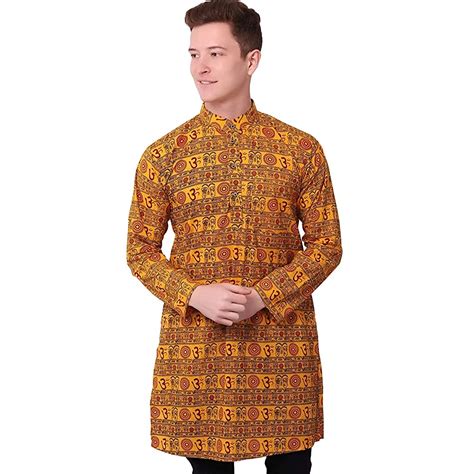 Om Hare Rama Hare Krishna Uzun Erkekler Kurta Gömlek Casual T Shirt