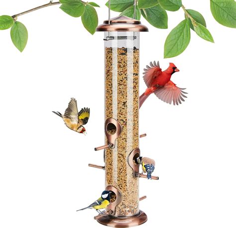 Kingsyard Metal Bird Feeders For Outdoor Hanging Extra Thick Tube Bird