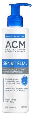 Laboratoire ACM Sensitélial Gel Nettoyant Surgras 200 ml