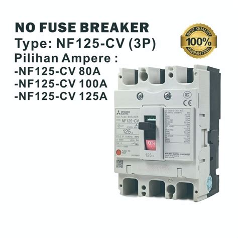 Jual NFB NO FUSE BREAKER MCCB 3P MITSUBISHI NF125 CV 80A 100A