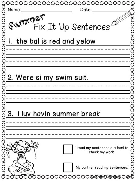 Fix The Sentence 1st Grade Free