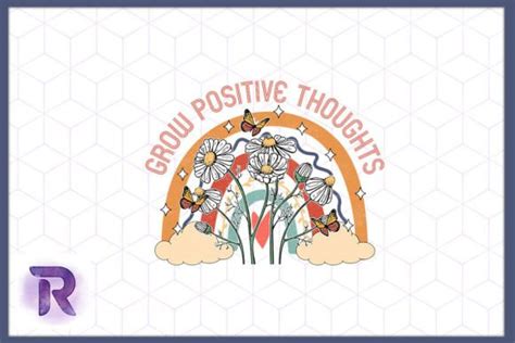 Grow Positive Thought Retro Daisy Flower Graphic By Revelin Creative