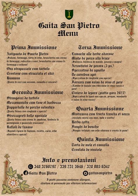 Menu Taverne Il Mercato Delle Gaite