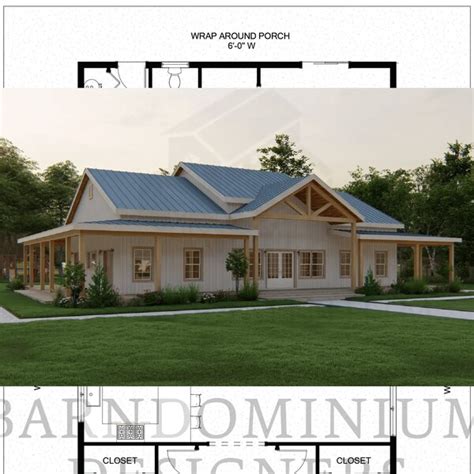 Barndominium Floor Plans 3 Bedroom Etsy