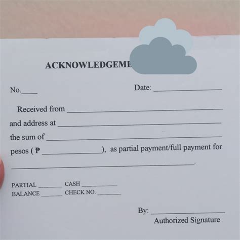 Acknowledgement Form Acknowledgement Receipt One Sixth Shortbond