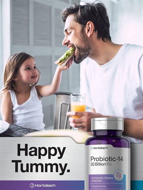 Horbaach Probiotic 14 50 Billion 60 Capsules مكمل غذائي لدعم صحة الجهاز