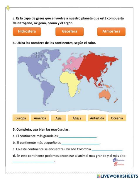 Representación Del Planeta Tierra Interactive Worksheet Live Worksheets