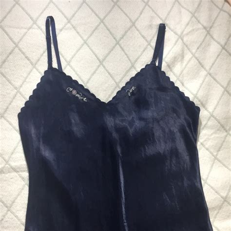 Barbizon Intimates And Sleepwear Vtg Barbizon Navy Blue Satin Chemise