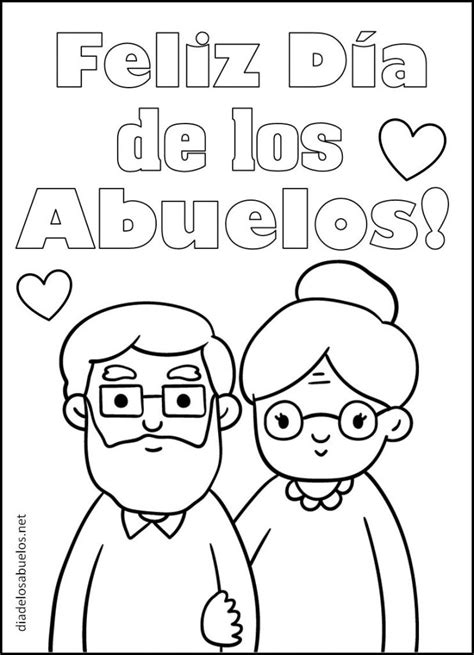 Día de los Abuelos para Colorear Feliz Día de los Abuelos