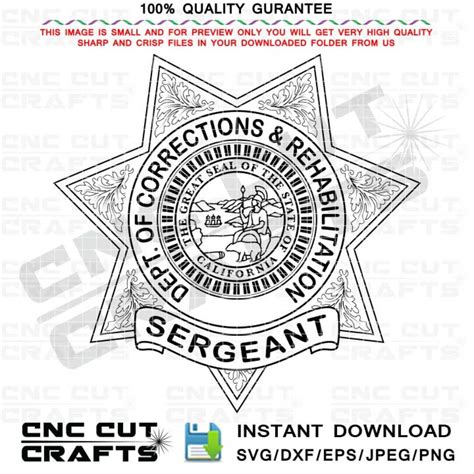 CDCR Sergeant Svg CDCR Badge Svg Dxf Vector Black White Logo Cnc Router ...