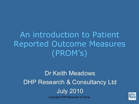 An Introduction Patient Reported Outcome Measures Proms