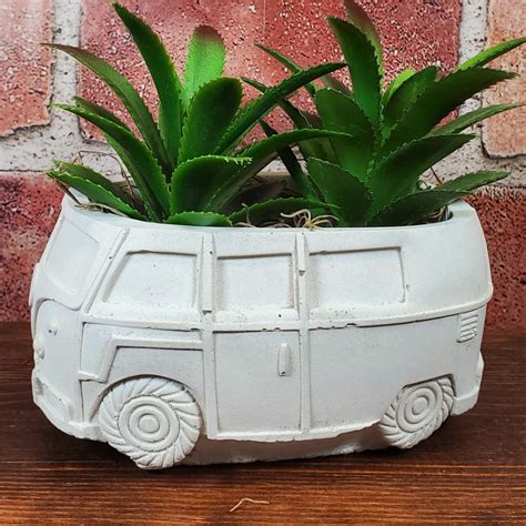 Vw Bus Planter Hippie Bus Surfer Bus Cement Planter Pot For Succulents Cactus Catch All