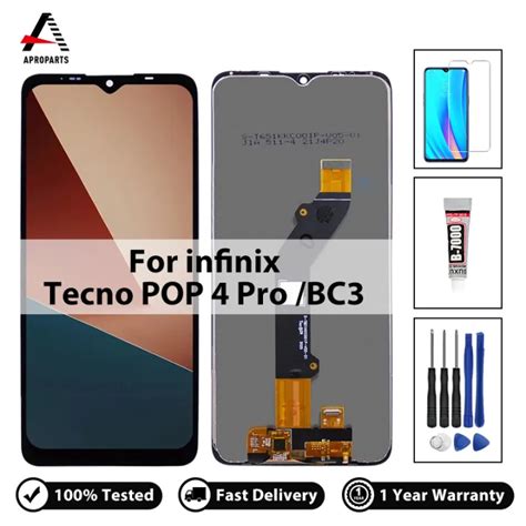 100 Tested For Tecno POP 4 Pro BC3 LCD Display Touch Screen Touch