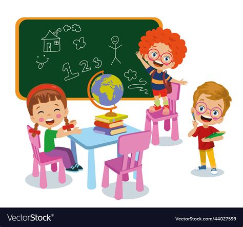 Cute Happy Little Kids In School Classroom Vector Image